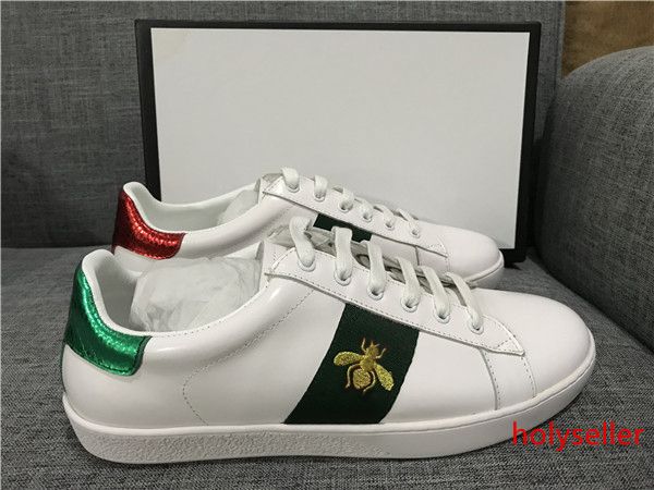

discount lady fashion men women casual shoes italy designer sneakers shoes leather green red bee embroidered black tiger 35-46