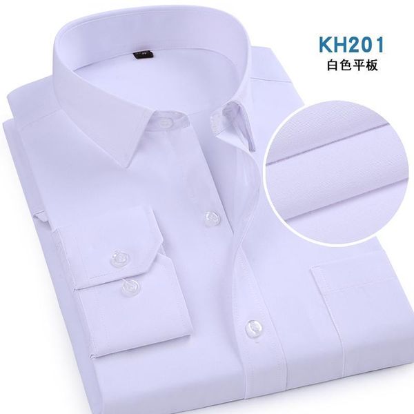 

plus size long sleeve men dress shirt fashion male business formal wear office working shirts 42 43 44 white shirt, White;black