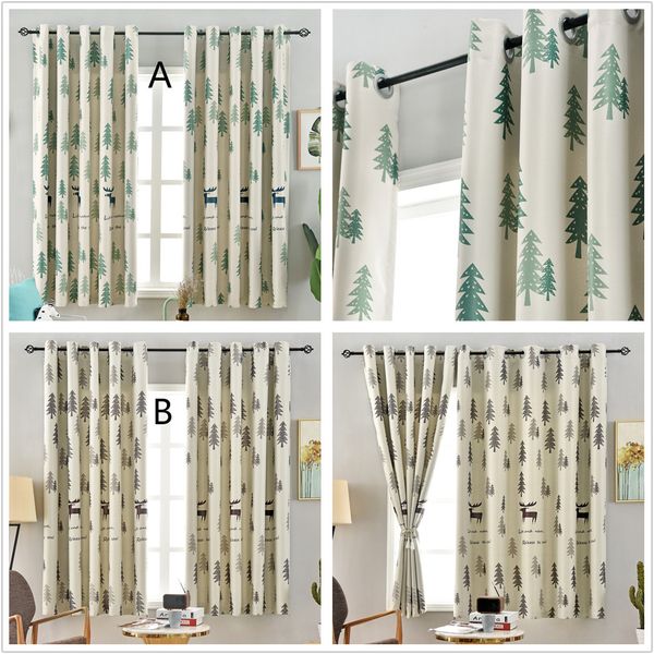 

ярл главной рождественские шторы для гостиной elk сосны печатного blackout занавеса для детей спальни 100 * 200сма элегантных grommet затемн