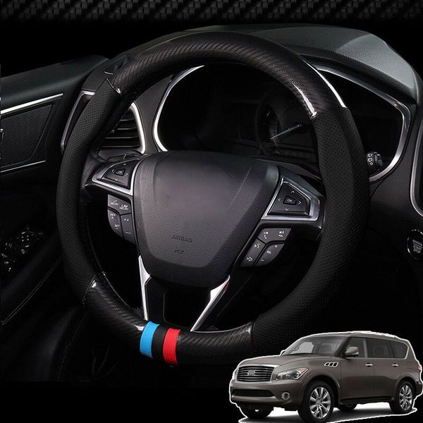 

for infiniti qx56 steering wheel cover anti-slip carbon fiber pvc leather