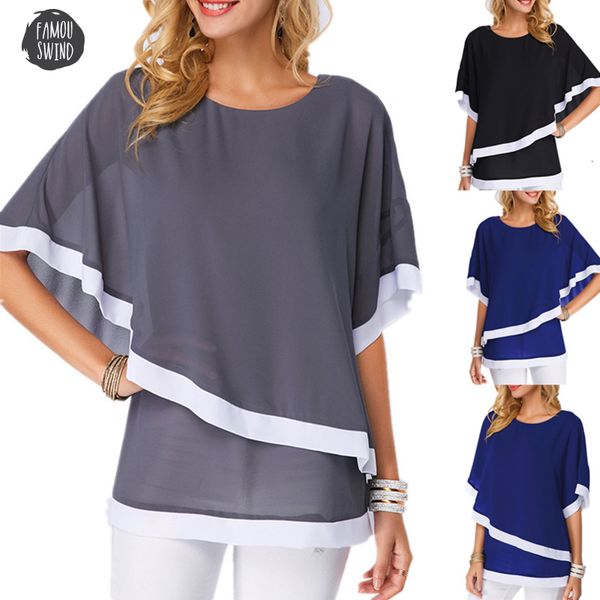 

5xl blouse chiffon women shirt 2019 bat sleeve irregular loose casual summer big and plus size for female tunic, White