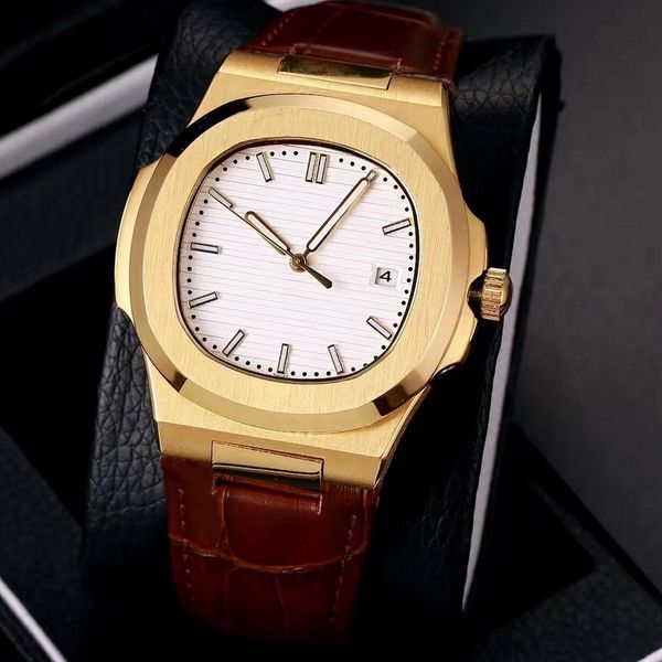 

горячие автоматические машины 39 мм роскошные часы мужчины желтое золото широкий механизм pp watch watch model no battery watches 861, Slivery;brown