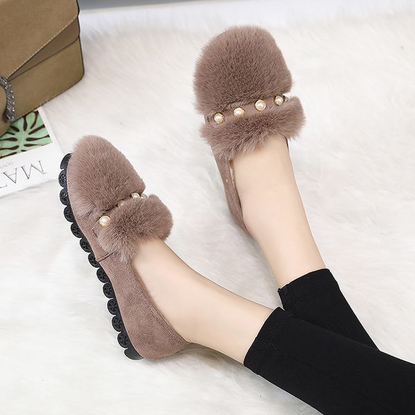 

women round toe shoes woman comfortable and elegant casual female sneakers women's moccasins loafers fur modis flats autumn, Black