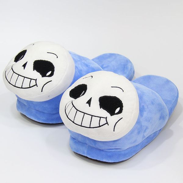 

winter indoor undertale sans slippers flat furry home cartoon emoji plush slippers couple animal warm non-slip shoes le385, Black;grey