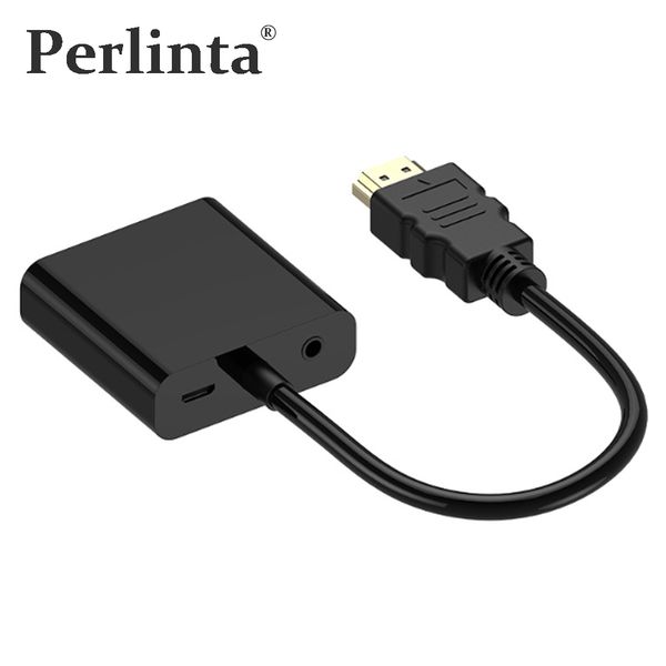 

perlinta active hdmi to vga audio converter adapter male to female cable 1080p for pc ,lap,projector