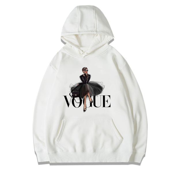 

fashion hoodies women vogue paris lady hooded hoodie sweatshirts girl casual long sleeve cotton cartoon hoody for girl, Black