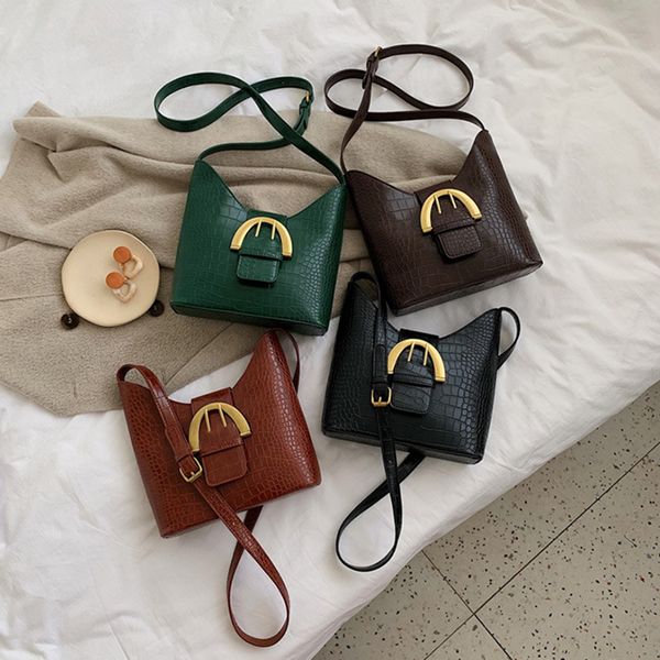 

vintage pu leather bucket bags for women 2020 small solid color crossbody bag female shoulder messenger bag handbags girls