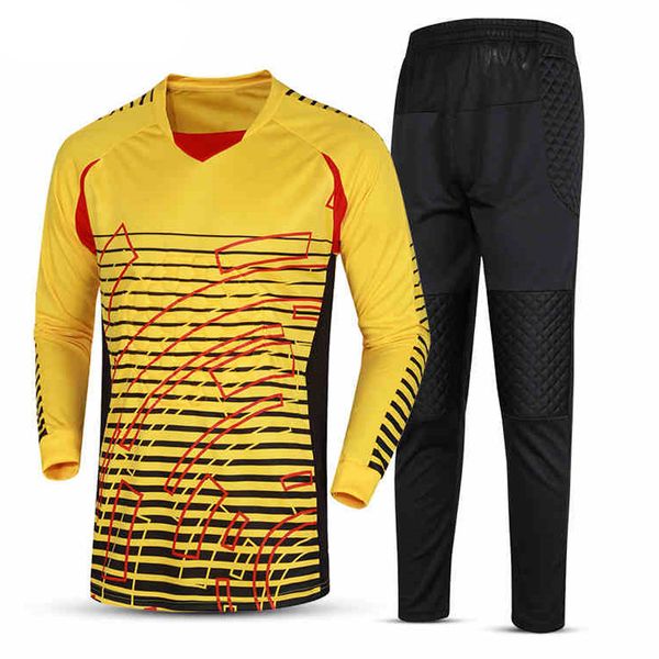 

2020 men goalkeeper jerseys long sleeve survetement football kits men futbol training uniforms set soccer goalie jersey diy, Black