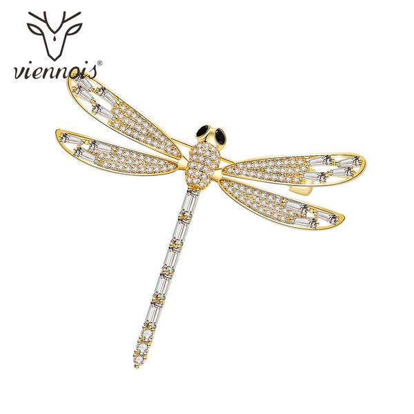 

viennois rhinestone dragonfly brooch gold color fashion jewelry for women 2019, Gray