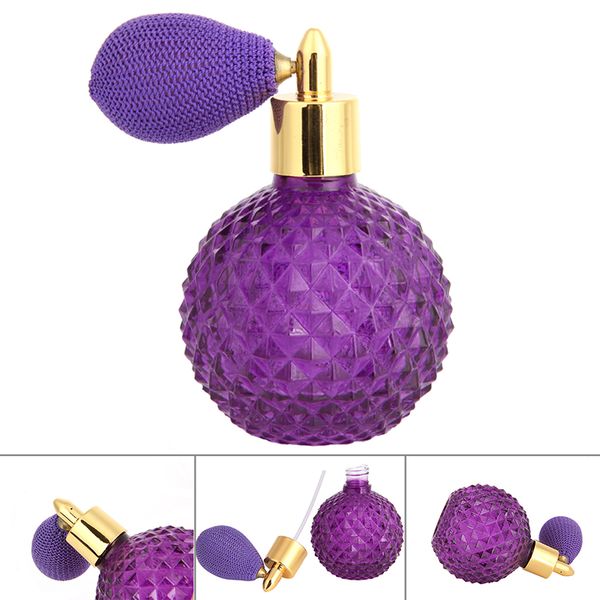 

100ml women vintage perfume bottle short spray atomizer refillable empty glass drop ship