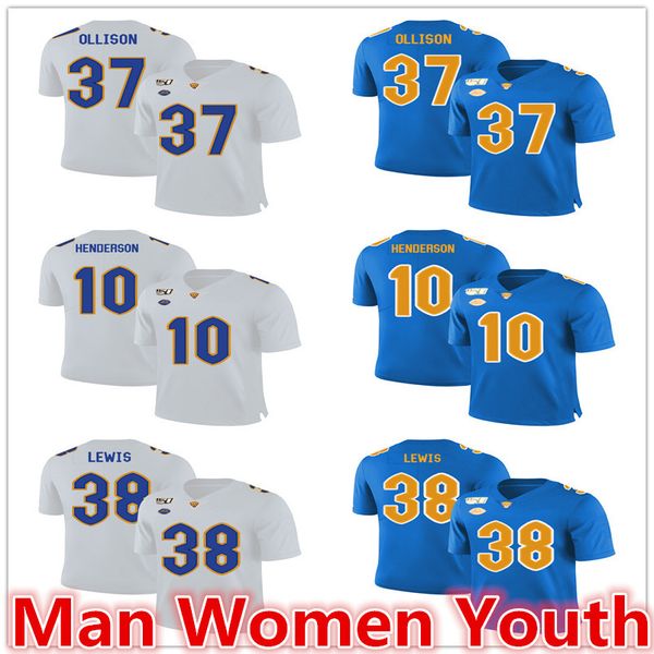 

customize ncaa pittsburgh panthers football jerseys qadree ollison 37 quadree henderson 10 ryan lewis 38 jersey any name number size s-5xl, Black