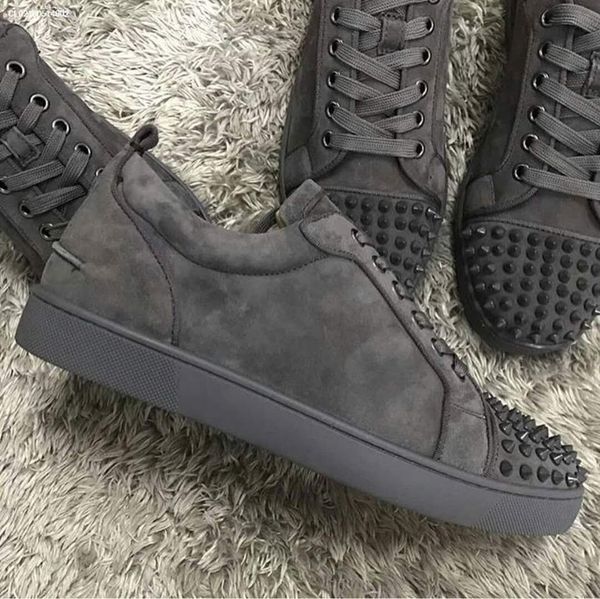 

originals brand red sole men sneakers junior skate spiked shoes for women men genuine leather red sole suede low sneakers train, Black