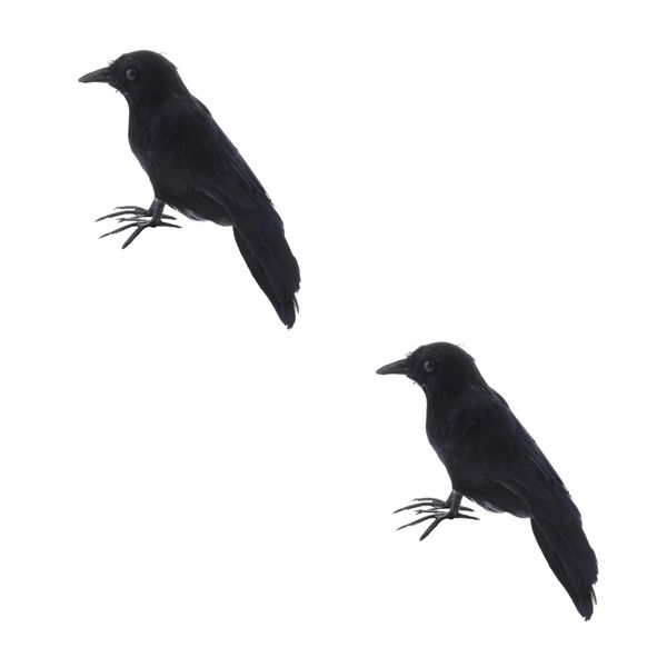 

2x поддельный искусственный crow bird пернатого реалистичного garden home decor украшение