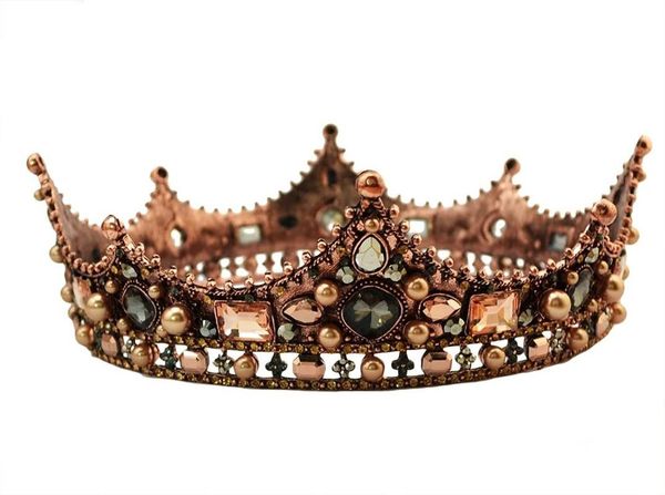 

other baroque vintage crystal royal queen king tiaras &crowns men/women pageant prom diadem hair ornaments wedding jewelry access, Golden;white
