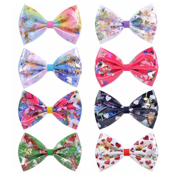 

8pcs cartoon pvc hair clip for girls cute star beads jelly bow waterproof hairpins children dance party hair bands, Slivery;white