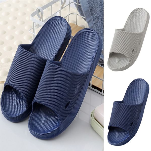 

men's flat indoor solid color home slippers men concise non-slip massage slippers zapatos hombre beach flip flops men's slides, Black
