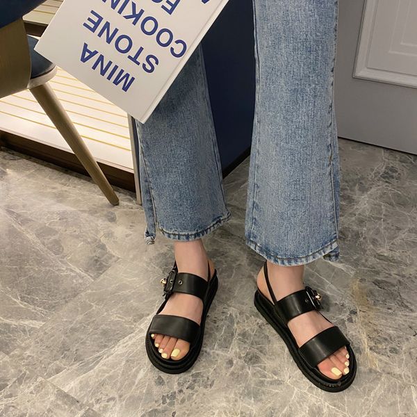 

summer block heels 2020 new summer roman sandals women flat shoes beach slipper sandals black school shoes ymb143