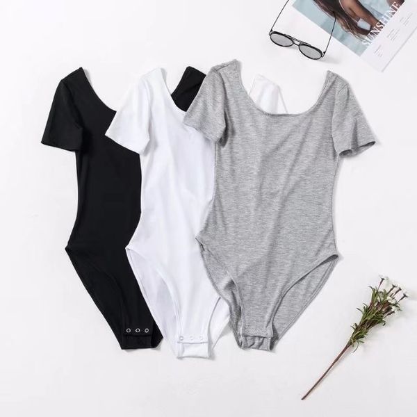 

jellpe short sleeve bodysuits women summer open back vintage halter bodysuits ladies chic preppy, Black;white