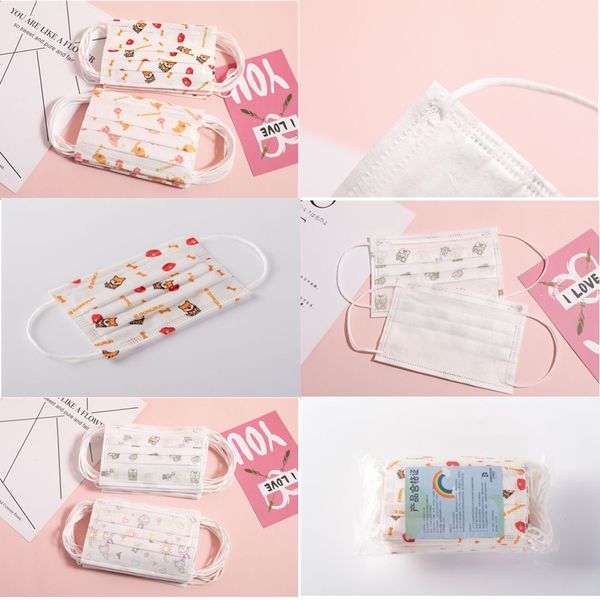 

детские одноразовые маски для лица дети маскарильи лицо рот маска нетканые дышащие антипылевые маски детский мультфильм защитные маски