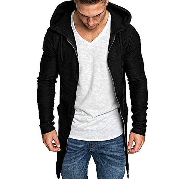 

2019 fashion men's jackets solid splicing hooded solid trench zipper jacket cardigan long sleeve outwear drop shipping july19, Black;brown