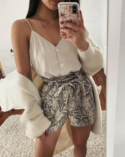 

women shorts print belt high waist loose shorts ladies evening party clubwear femme casual summer pants, White;black