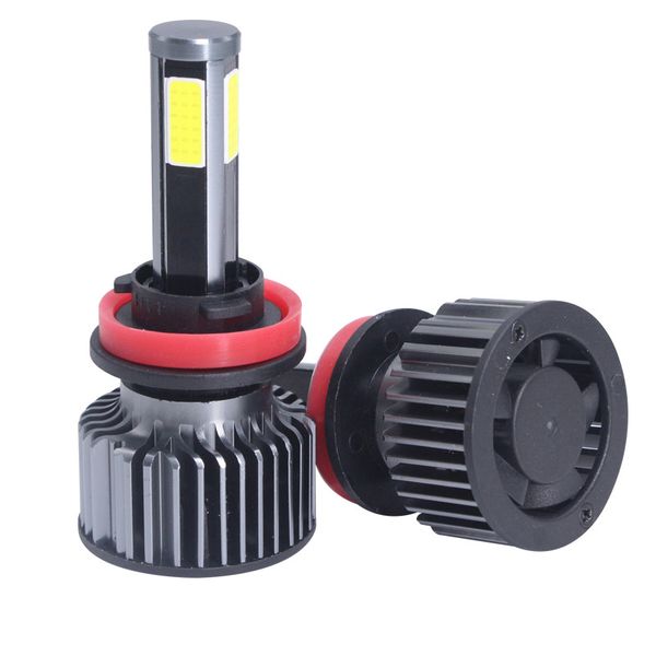 Farol de quatro lados LED Farol LED GT4 H1 H7 Super Bright Low Low feixe Bulbos 10000LM Carro Modificação Auto Lâmpada