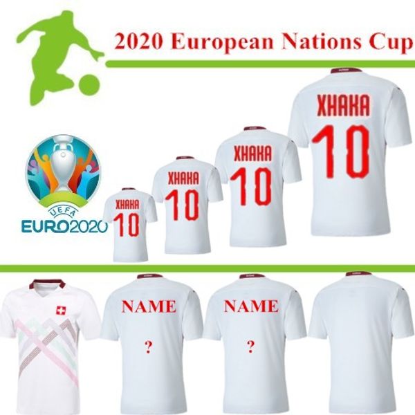 

20 21european cup switzerland soccer jersey suisse away white 20 switzerland akanji zakaria rodriguez elvedi team jerseys football shirts, Black;yellow