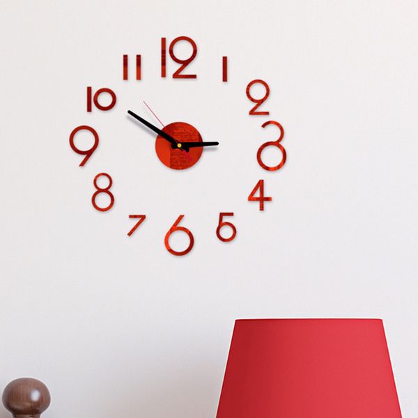 

full digital convenient simple bedroom for home battery operated gifts modern wall clock diy silent decorative acrylic mirror