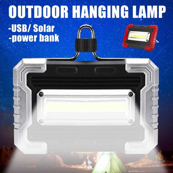 

2w usb rechargeable solar power camping lamp outdoor portable cob led tent lantern night light emergency phone power bank