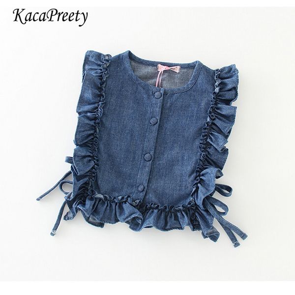 

sweet ruffles lace vest for girls blue/pink/khaki waistcoat spring autumn toddler girls children outwear 2-7yrs