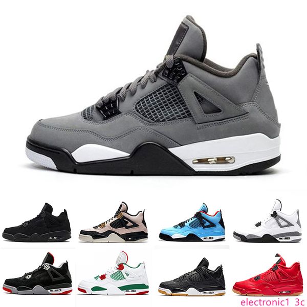 

2019 new cool grey 4s iv what the cactus jack laser wings mens basketball shoes denim blue eminem pale sports designer sneakers, Black;green