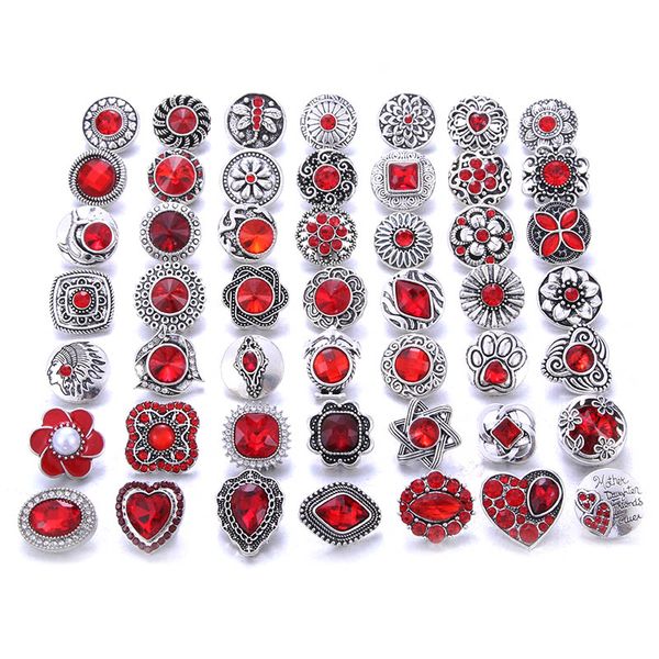 

10pcs snap jewelry 18mm snap buttons red rhinestone flower metal charms 18mm 20mm button jewelry snaps bracelet, Golden;silver