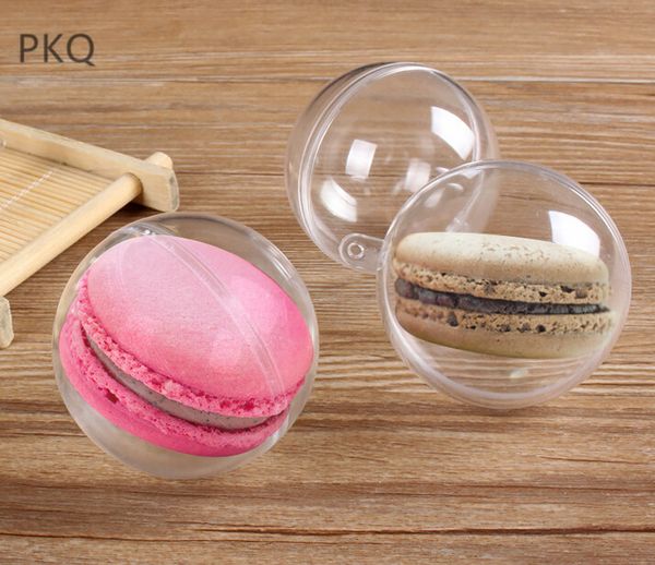 

60pcs/lot clear mini macarons gift package box,portable storage box,macaron ball plastic hollow ball decoration transparent box