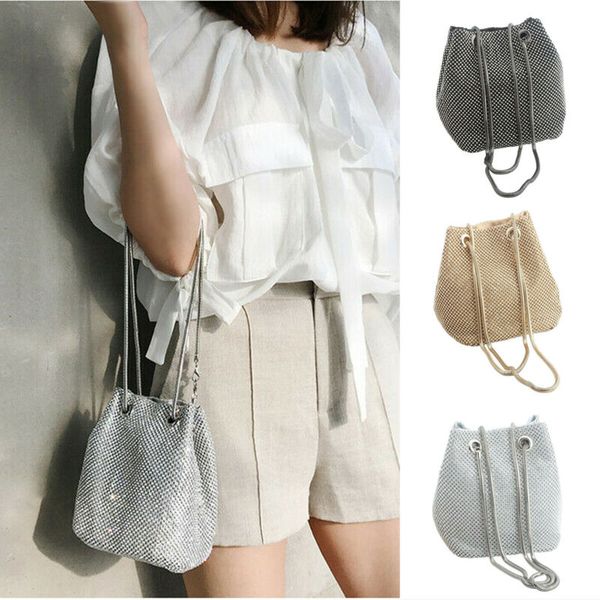 

new fashion women diamond rhinestone large bucket evening banquet shoulder bag