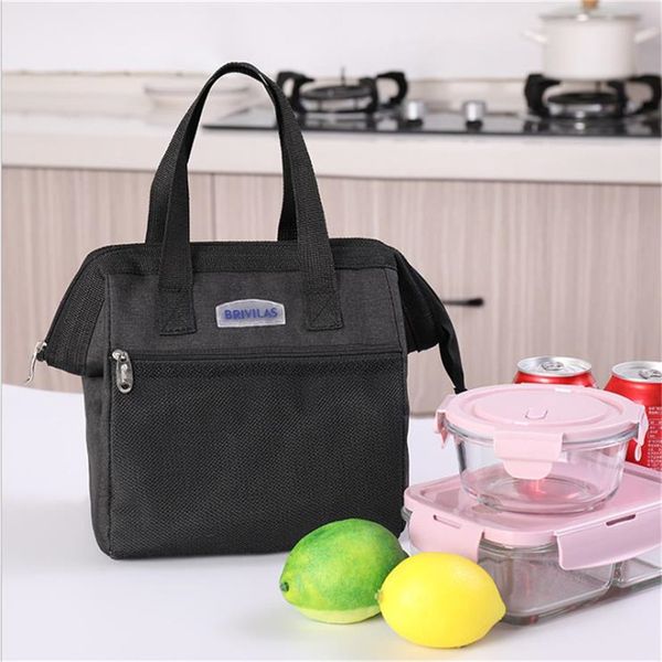 

large lunch bag insulated lunch box reusable cooler tote bag cation + aluminum film box for men women meal office school, Blue;pink