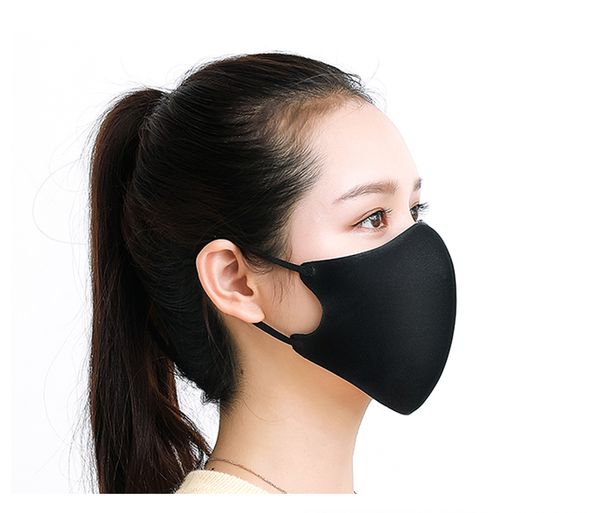 

black bilayer sponge mouth mask anti haze dust washable reusable double layer dustproof mouth-muffle wind proof mask