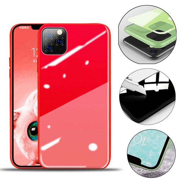 liquidi Casi PC silicone telefono cellulare di lusso per Apple in vetro temperato Back Cover Moda Protector per iPhone 11 pro Max X 6S 7 8