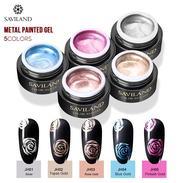 

saviland 8ml metallic mirror painting nail gel polish gold silver liner drawing uv led lamp soak off semi permanent popular diy, Red;pink