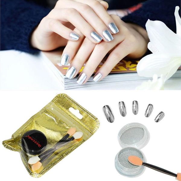 

mirror nail glitter dipping powder effect chrome nails accessories pigment gel polish diy nail art decorations manicure care new, Silver;gold