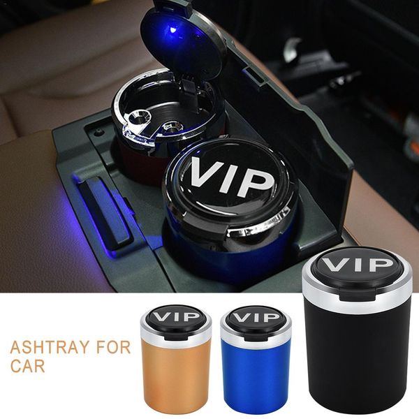 

stainless steel led car ashtray with compass ashtray ash storage box gold, blue, black, red