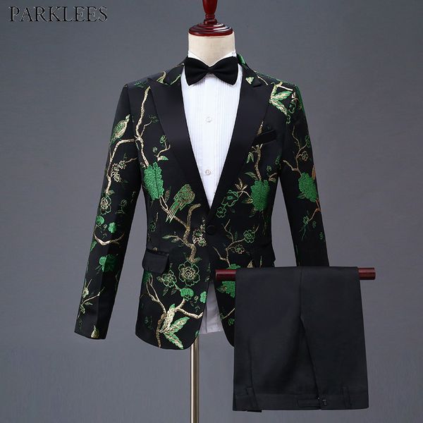 

mens classic embroidery 3 pcs dress suit (jacket+pants+bowtie) party wedding grooms suits with pants prom singer stage terno 4xl, White;black