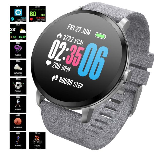 

sports smart watch ogeda luxury v11 waterproof ip67 tempered glass activity fitness tracker heart rate monitor smart watch, Slivery;brown