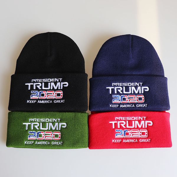 

trump hats 2020 president knitted hats keep america great embroidery winter warm ski hats outdoor knitting beanie cap mma2433-9, Yellow