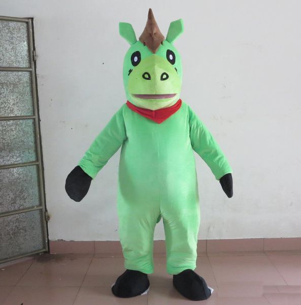 2019 Venda quente cor verde cavalo mascote traje pônei terno mascote para adultos de usar para venda