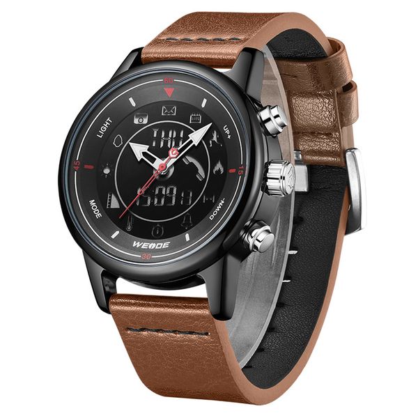 

weide bluetooth smartwatch clock 5atm waterproof men wristwatch business causal alarm clock relogio masculino, Slivery;brown