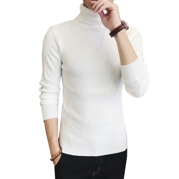 

c1090 2018 spring autumn winter new men's wear fashion pullover tight knitwear turtleneck sweater wholesale ing, White;black