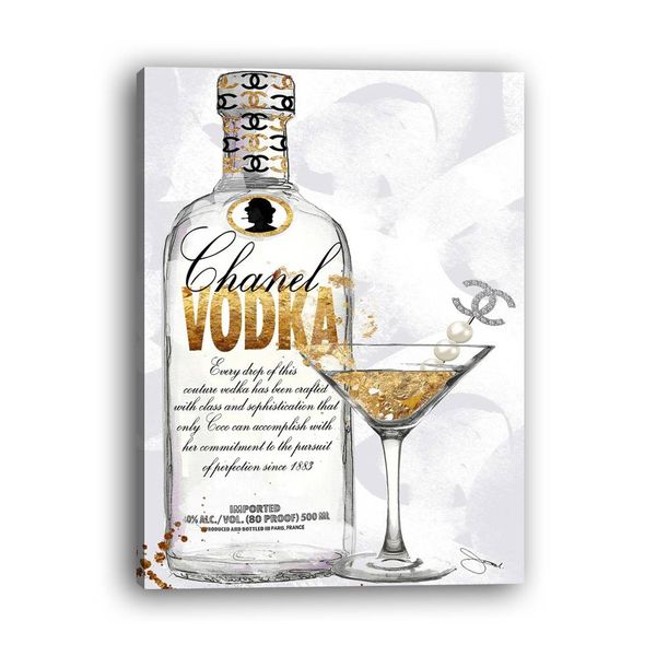 Modern Fashion Wine Bottle Art Canvas Painting Vogue Quotes Poster Print Wall Pictures For Living Room Home Decor