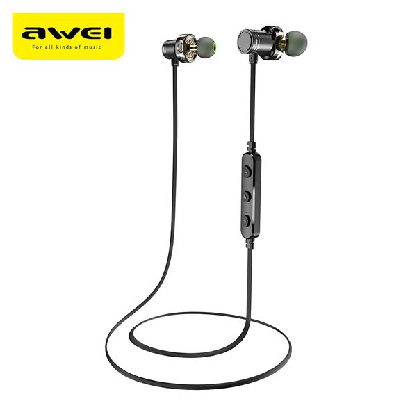

awei x670bl dual drivers magnetic ipx4 wireless bluetooth earbuds earphone