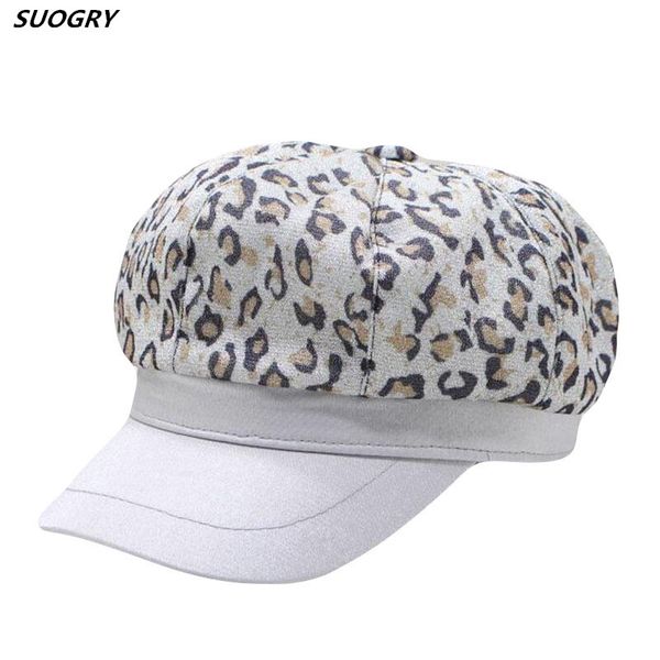 

2019 women's vintage wide brim leopard print berets hats women classic french style wool beret beanies hat female newsboy caps, Blue;gray
