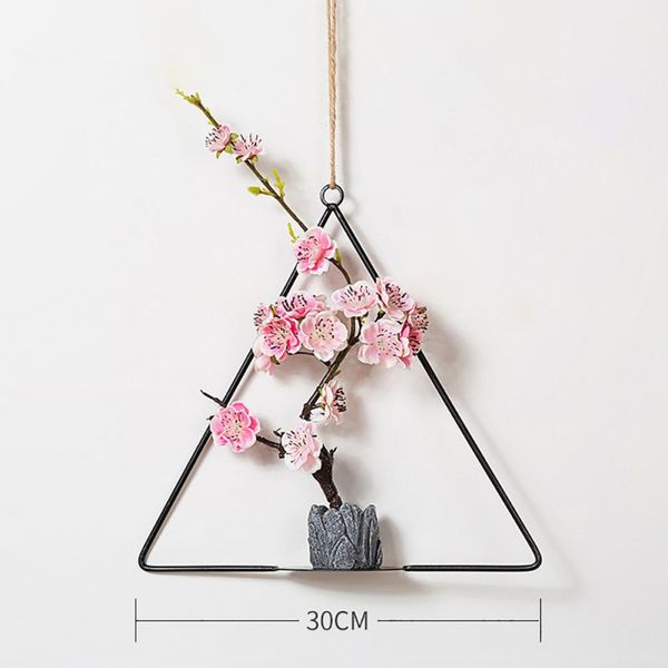 

nordic geometric metal wire wreath hoop frame artificial flower garland wall hanging decorations wedding party decoration maison